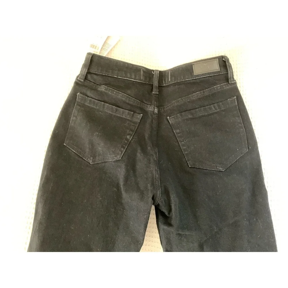 Hollister Ultra High-Rise‎ Mom Jeans Sz 27S Dark Wash Raw Hem Denim Black 5s/4s
